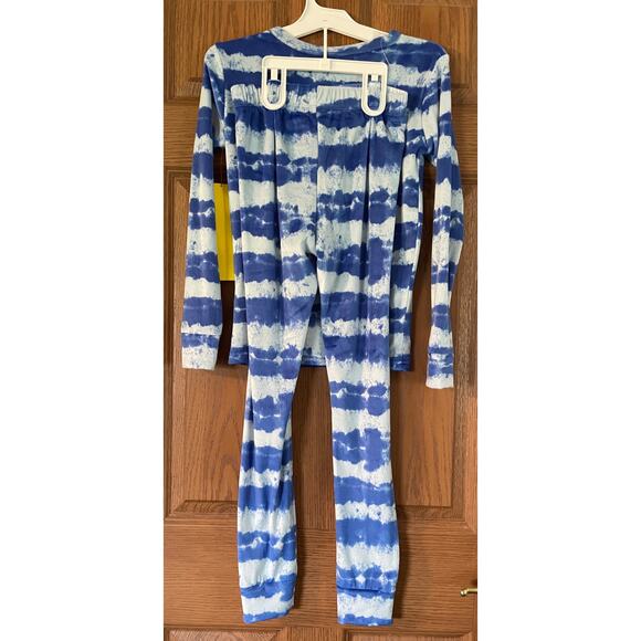 Cat & Jack Unisex Blue Striped Tie-Dye Unisex Sleepwear Set Size 12 Youth - Picture 2 of 5